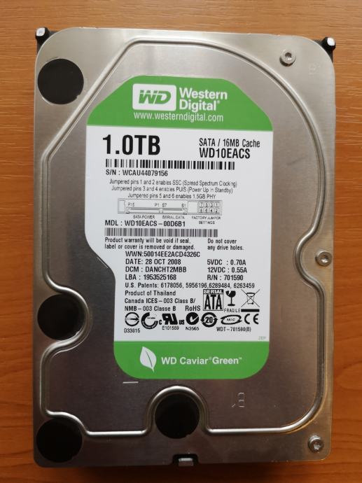 WD Green HDD 1TB 3.5" 7200RPM