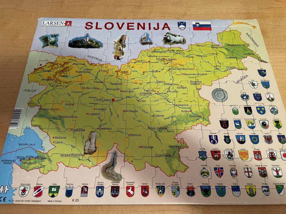 SLOVENIJA SESTAVLJANKA PUZZLE Z OKVIRJEM LARSEN