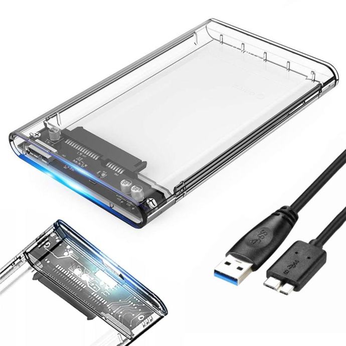 2,5″ SATA ohišje za trdi disk USB 3.0 LED prozoren