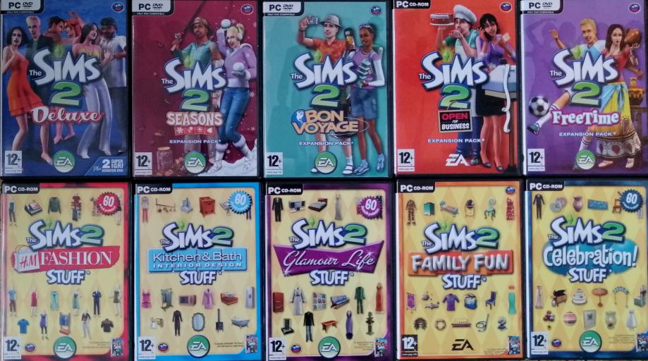 PC igre: THE SIMS 2 Deluxe + 10x Expansion Pack (5xDVD-ROM, 6xCD-ROM)