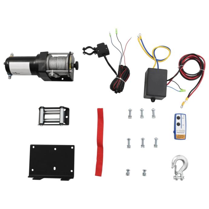 12V Električni Vitel 1360KG + Montažna Plošča + Navojna Vrv + Daljinec