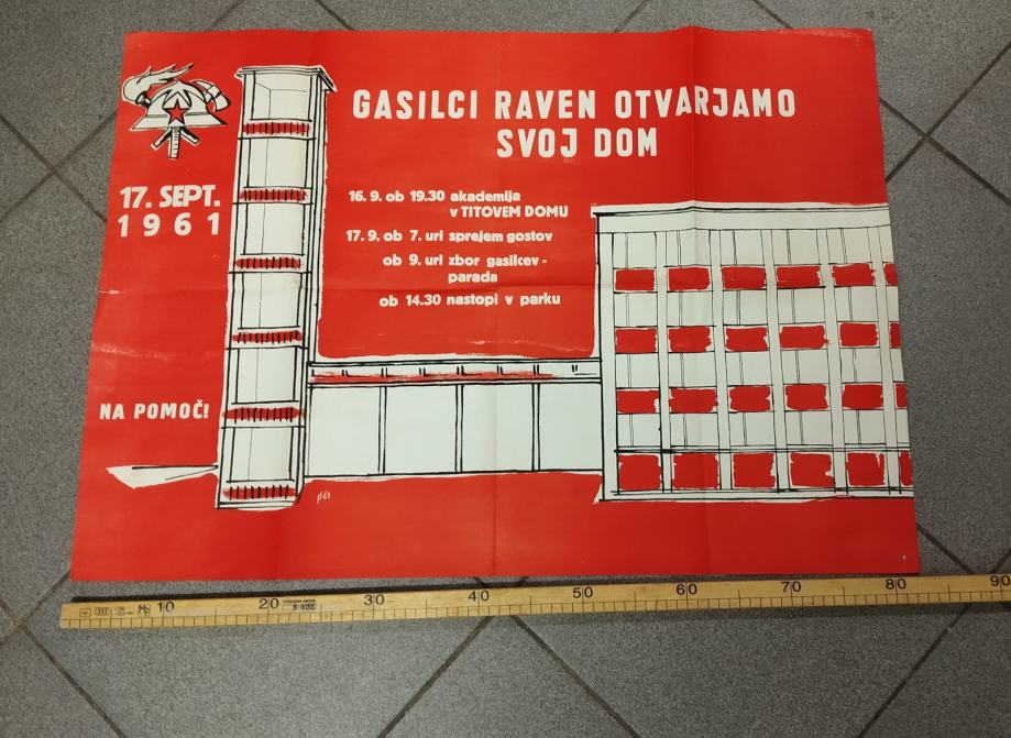 Plakat gasilci Ravne 1961