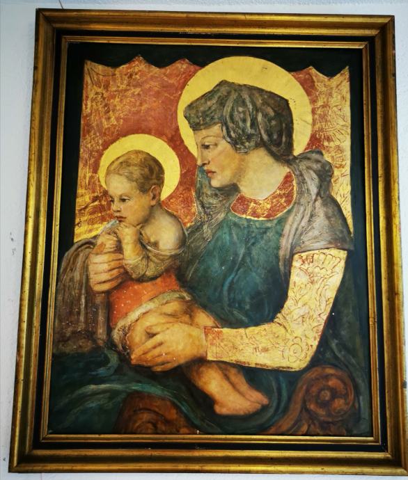 LA VIERGE ET L'ENFANT slika na lesu 66x83, cerifikat