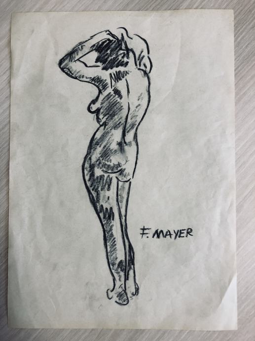 MAYER FERDO, akt, oglje na papir, 29,5 x 21 cm