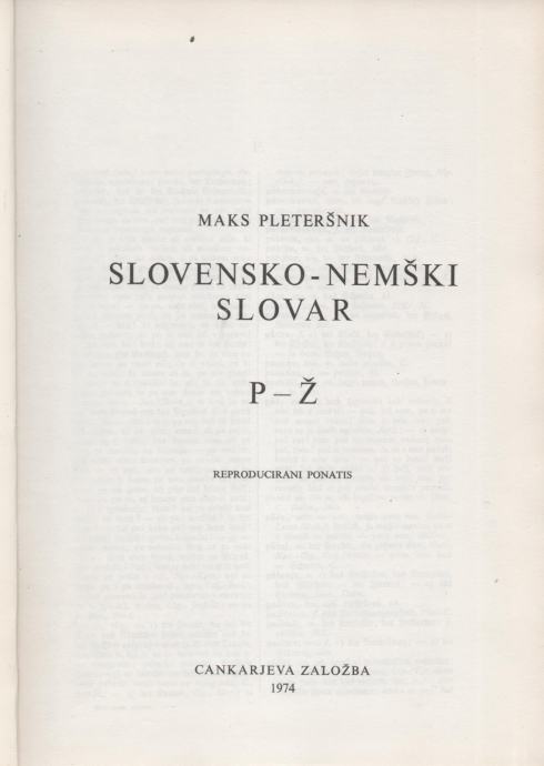 Pleteršnik - Slovensko-nemški slovar