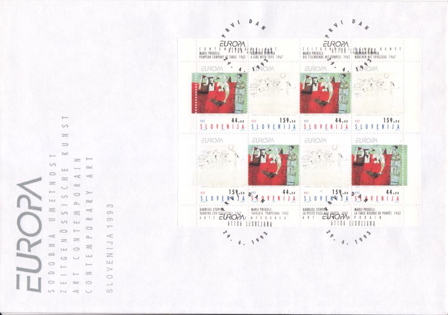 SLOVENIJA 1993 EVROPA CEPT SLIKARSTVO ** Mi 48/49 ** mala pola OPD FDC