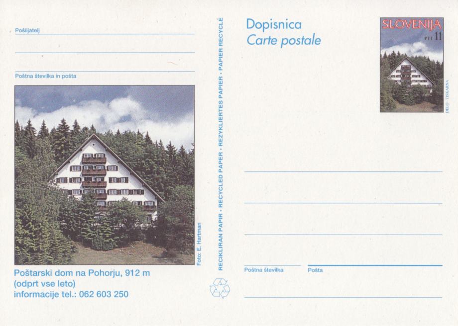 SLOVENIJA 1994 POŠTARSKI DOM POHORJE ** Št. 11 ** dopisnica