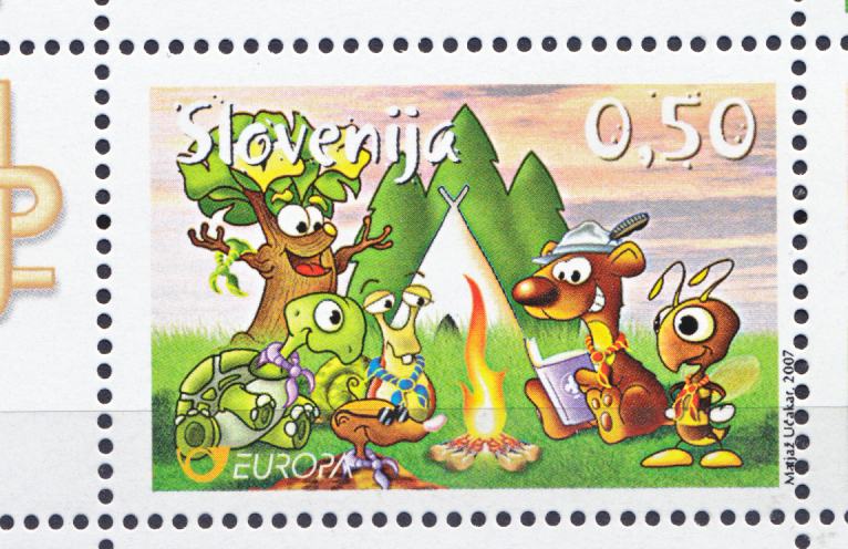 SLOVENIJA 2007 EVROPA CEPT SKAVTI ** Mi 644 ** zamik tiska desno