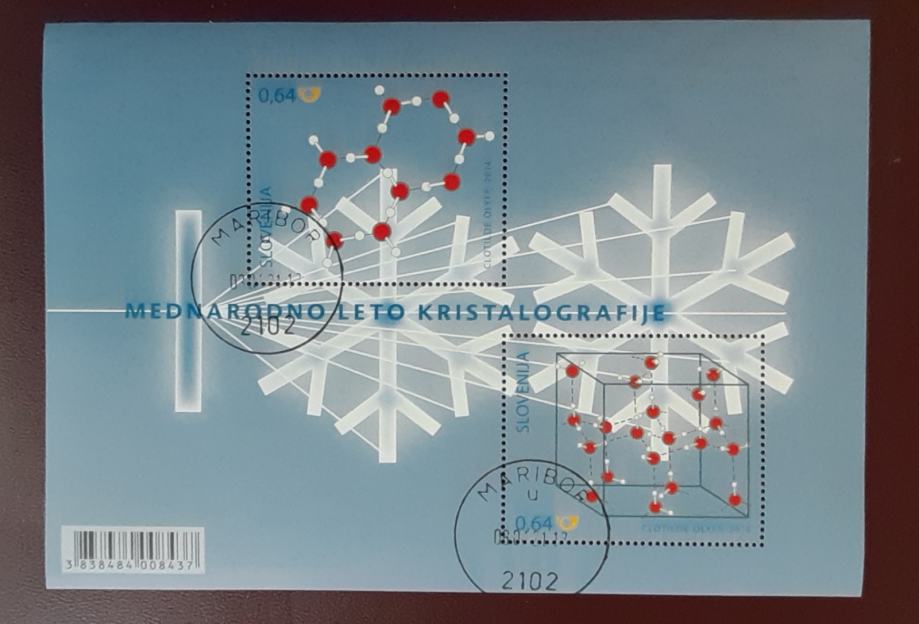 Slovenija 2014 mednarodno leto kristalogije žigosan blok