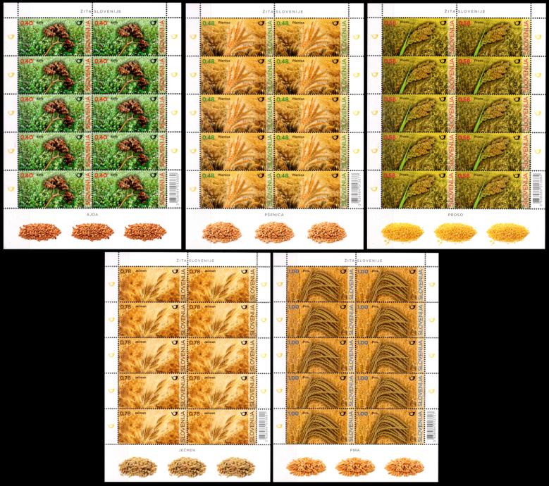 SLOVENIJA 2017 ŽITARICE RASTLINE FLORA ** Mi 1260/1264 ** 5x mala pola