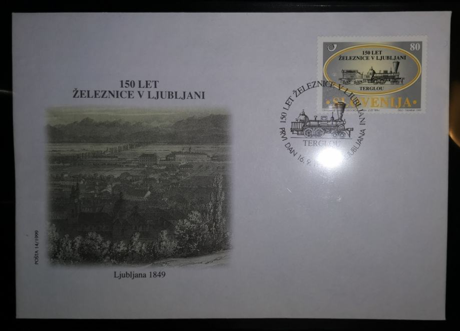 Slovenija 274 železnica Ljubljana lokomotiva 14/99 OPD FDC (max)