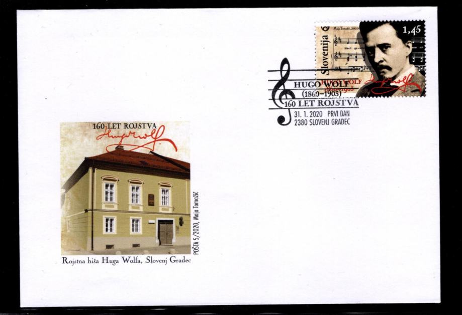 Znamke Slovenija 2020 - FDC Hugo Wolf