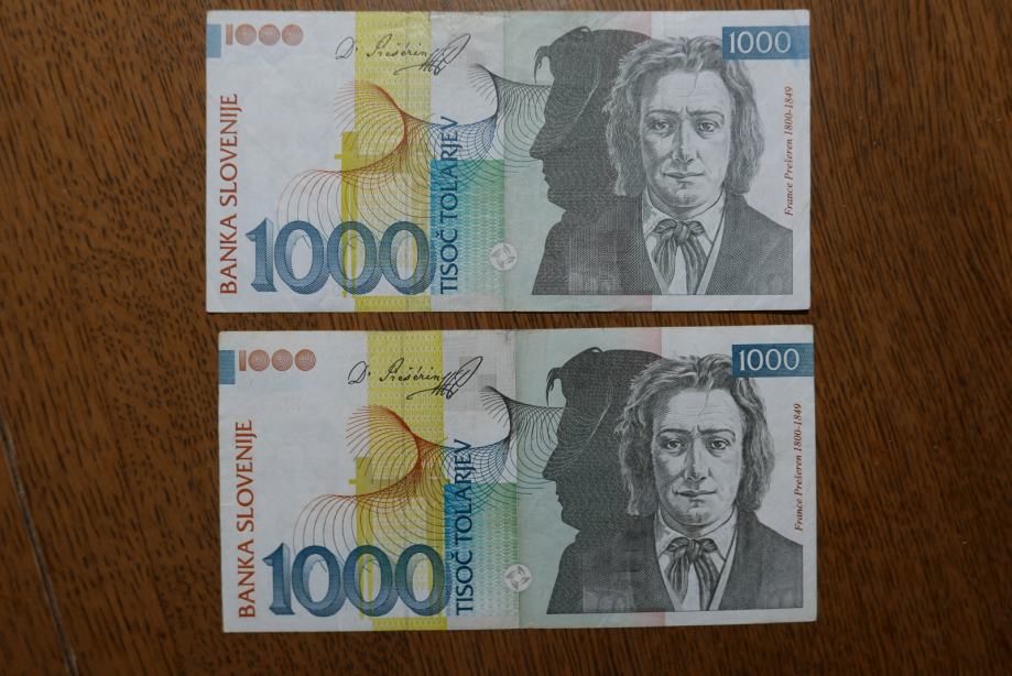 1000 tolarjev 2x v VF kvaliteti