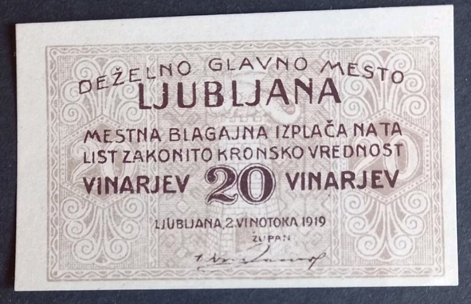 20 VINARJEV LJUBLJANA 1919 UNC