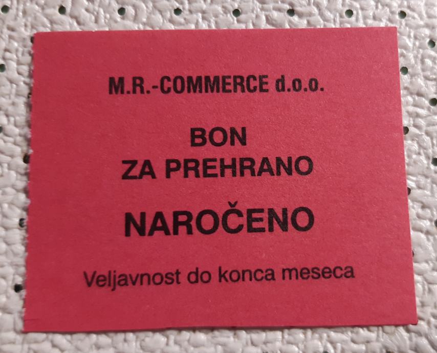 BON za prehrano MR Commerce UNC mali format