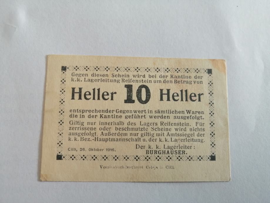 Lokalni denar Celje 10 heller 1912 xf