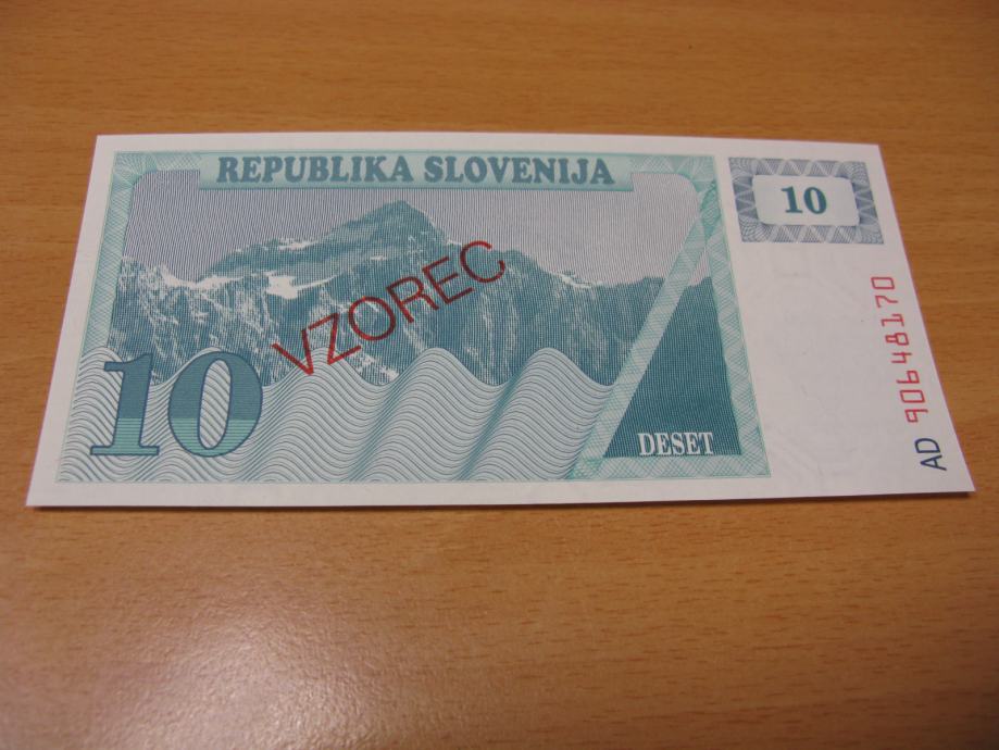 SLOVENIJA BON ZA 10 TOLARJEV 1990 VZOREC SERIJA "AD"