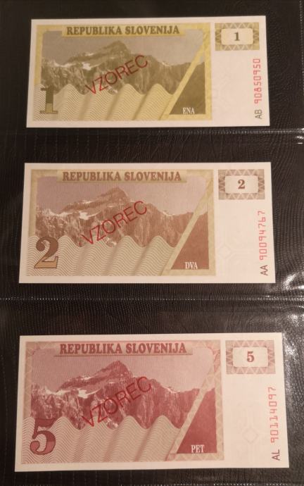 Slovenija bon UNC s pretiskom VZOREC (serija 1 - 1000)