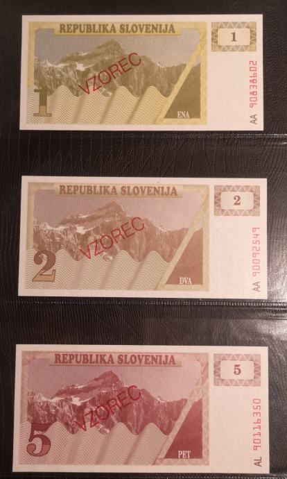 Slovenija bon UNC s pretiskom VZOREC (serija 1 - 5000)