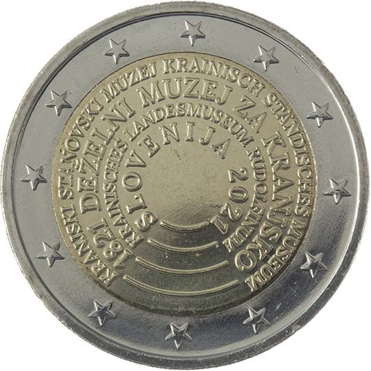 KOVANEC 2 eur Slovenija 200 let KRANJSKI STANOVSKI MUZEJ 2021 evro €