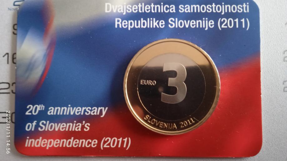 SLO 3€ PROOF 2011 DVAJSETLETNICA SAMOSTOJNOSTI RS KARTICA