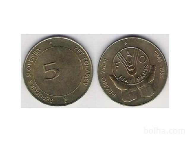 Slovenija 5 tolarjev 1995 FAO XF