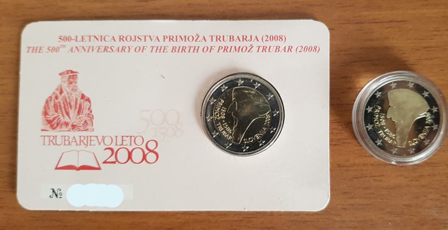 Slovenija spominski kovanec v kartici+ v kapsuli 2eur 2008