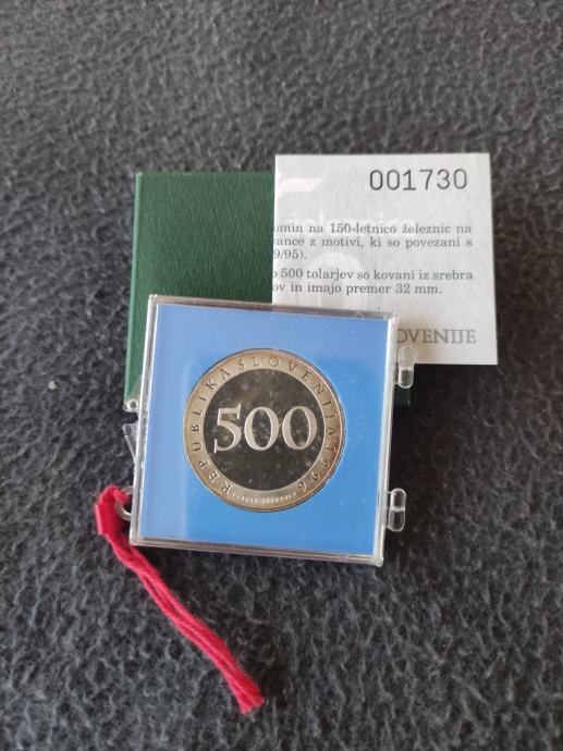 Srebrnik 500 SIT - 1996 (150 letnica železnic na Slovenskem)