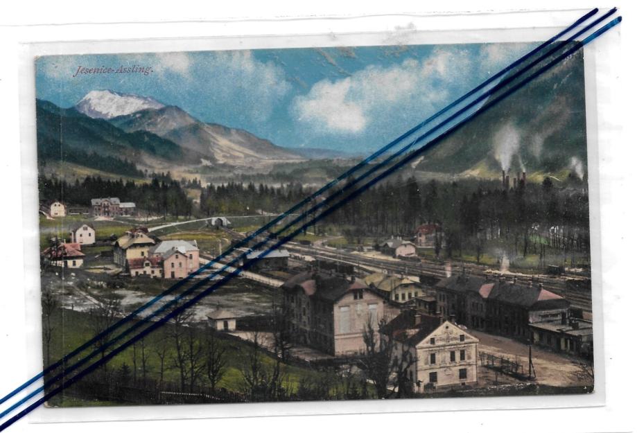 JESENICE - ŽELEZNIŠKA POSTAJA, KOLODVOR, TOVARNE, HIŠE, 1915