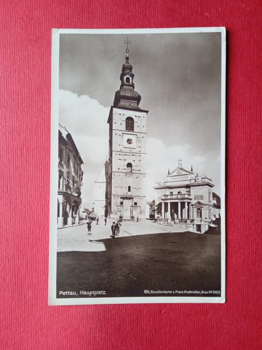 Pettau,Hauptplatz.Stadt-Theater.Kunstlerkarte Franz Knollmuller