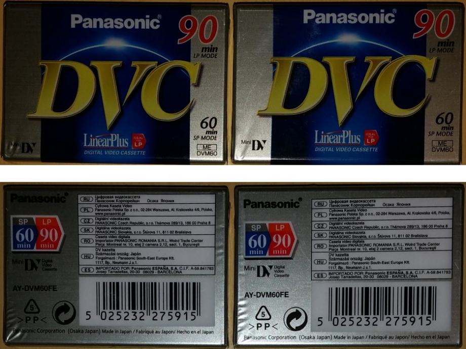 2 videokaseti mini DV, za kamero: Panasonic DVC 60 minut-še zapakirani