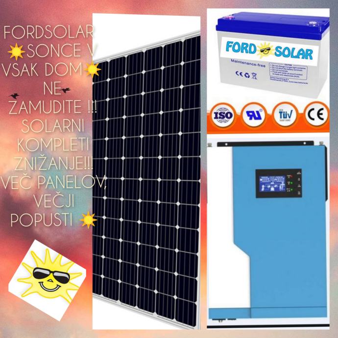 SOLARNI KOMPLET Y -40%: 6 X MODUL 24V 370W, 6 X AKUMULATOR GEL 100Ah,