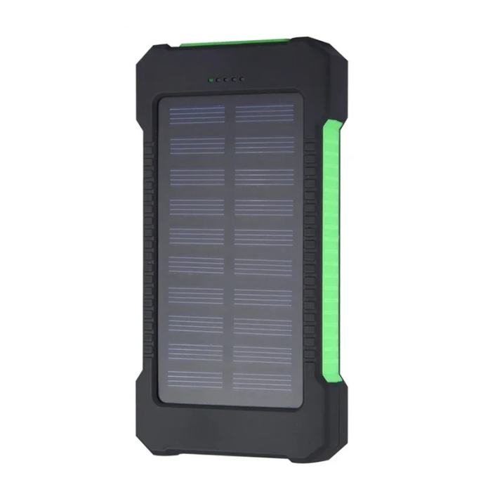 SOLARNI POLNILEC, ZUNANJA BATERIJA 10000mA, 2 x USB IZHOD 5V, SVETILKA