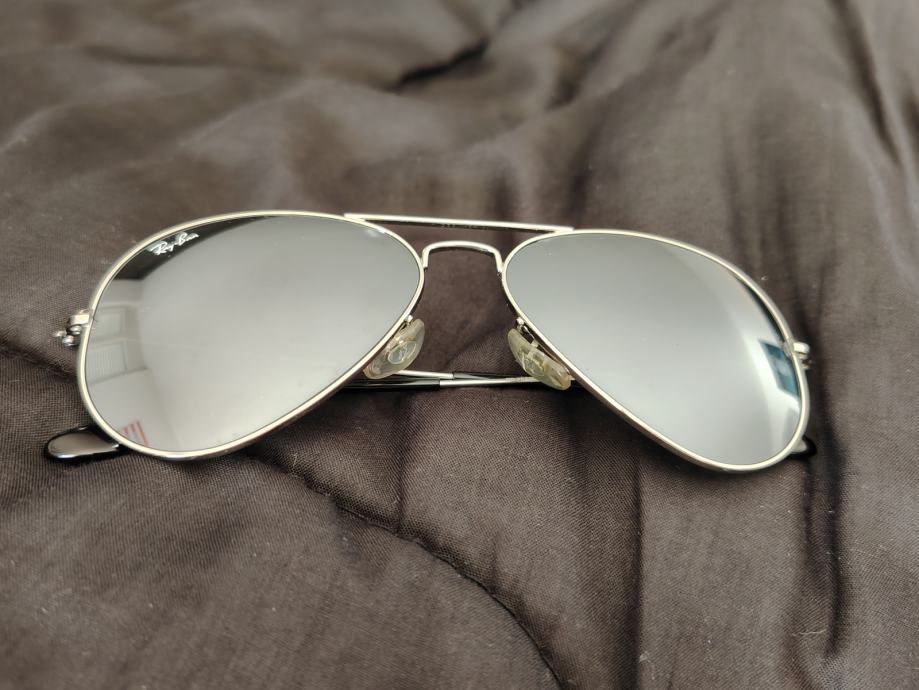 Ray Ban aviator sončna očala, grey mirror, srebrn okvir, small