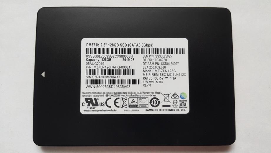 Samsung 128 GB SATA3 SSD, model PM871b ali MZ-7LN128C