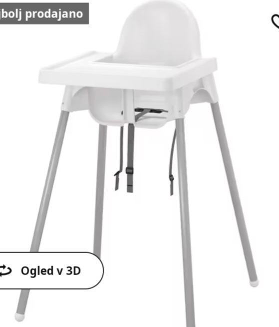 PRODAM OTROŠKI STOLČEK ZA HRANJENJE IKEA ANTILOP Z MIZICO