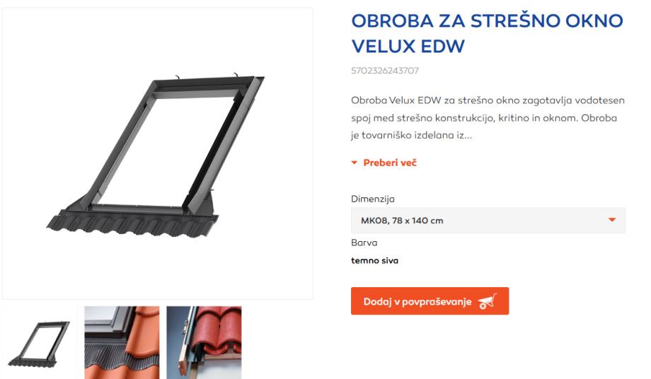 Velux leseno okno MK04 z obrobo EDW