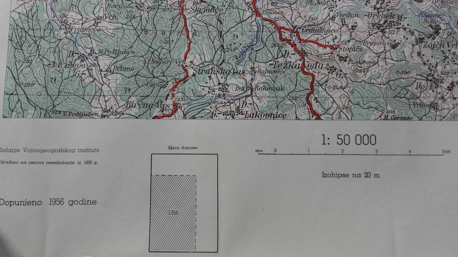 Karta JNA list 48 Novo mesto 2:Mokronog,Bučka,Mokro Polje,Šentrupert