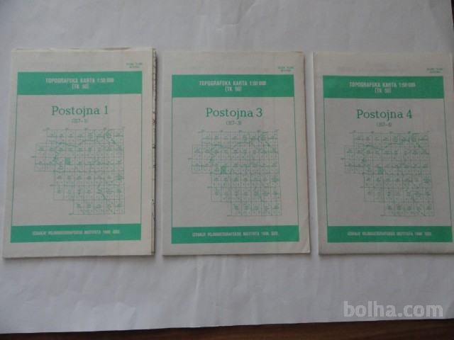 ZEMLJEVID POSTOJNA ŠT. 1,3,4, 1980