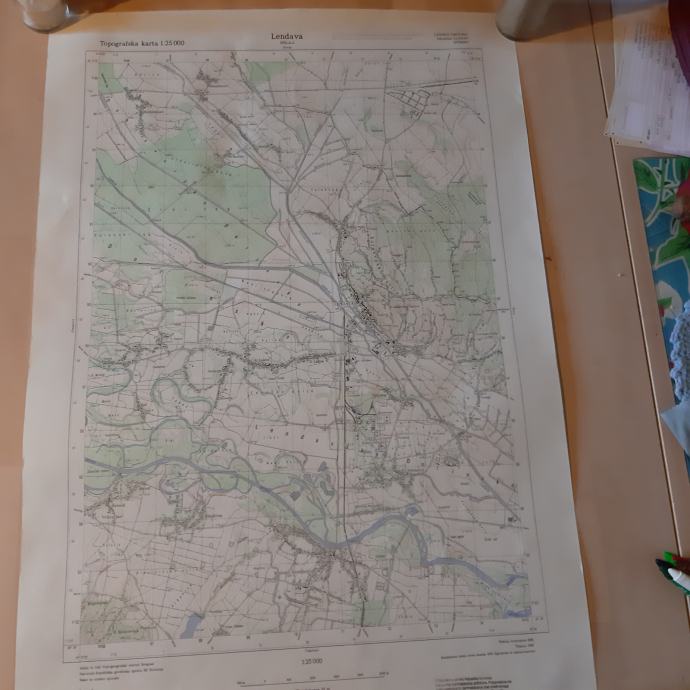 Zemljevid - Topografska karta 1:25000 Lendava leto 1986