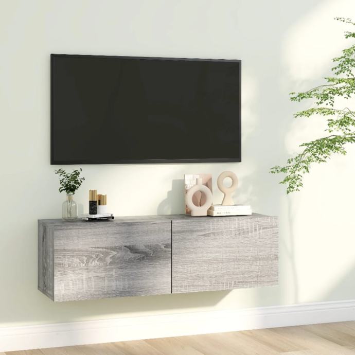 vidaXL Stenska TV omarica siva sonoma 100x30x30 cm konstruiran les