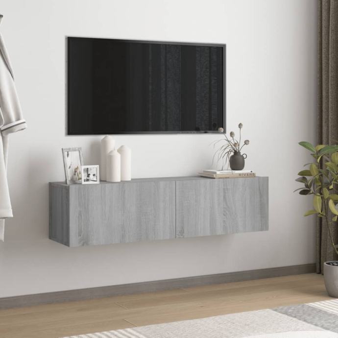 vidaXL Stenska TV omarica siva sonoma 120x30x30 cm konstruiran les