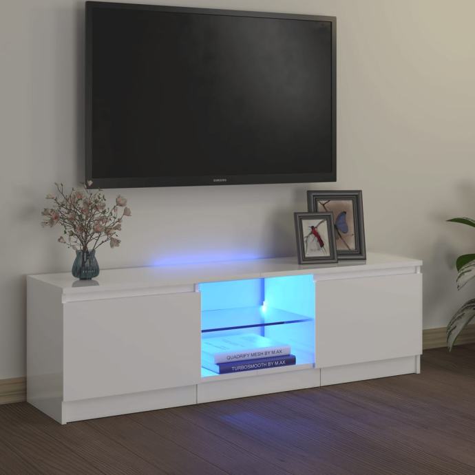 vidaXL TV omarica z LED lučkami visok sijaj bela 120x30x35,5 cm