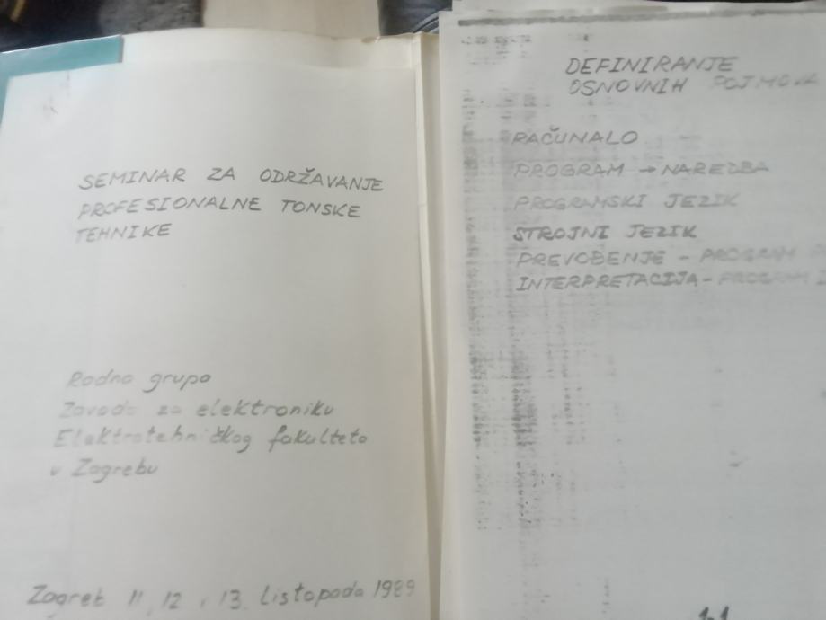 SEMINAR ZA  ODRZAVANJE PROFESIONALNE TONSKE TEHNIKE LETO 1989