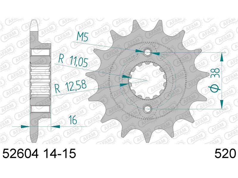 Sprednji zobnik AFAM 52604-15 (520)