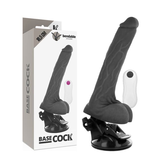 VIBRATOR BaseCock Realistic Bendable Black 18,5 cm