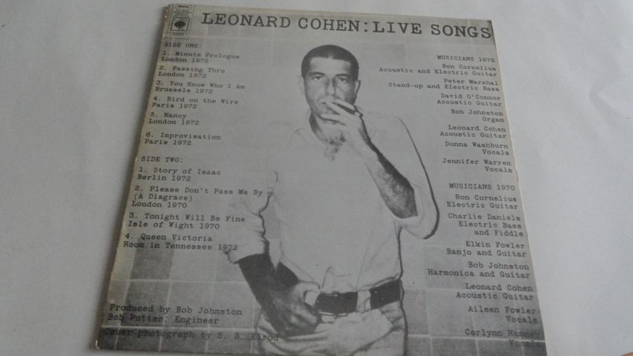 LEONARD COHEN - LIVE SONGS