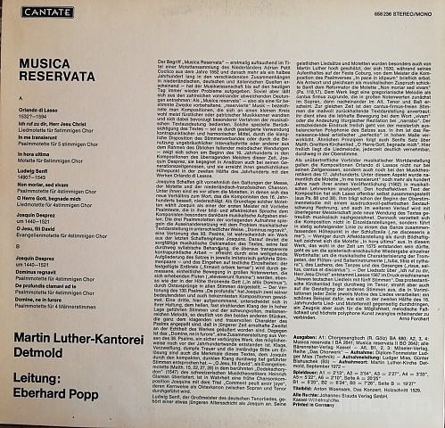 MUSICA RESERVATA Motetten Von Orlando Di Lasso