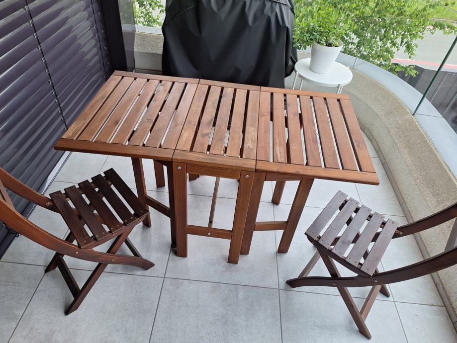 Ikea zunanje pohištvo, Askholmen, 4 stoli, zložljiva miza