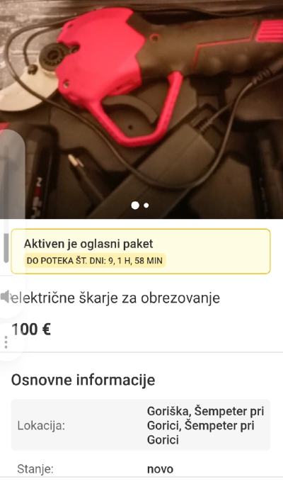 električne škarje za obrezovanje